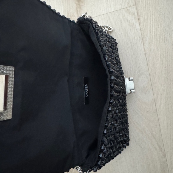 Zara Black Beaded Crossbody bag with Silver Chain - Picture 10 of 10